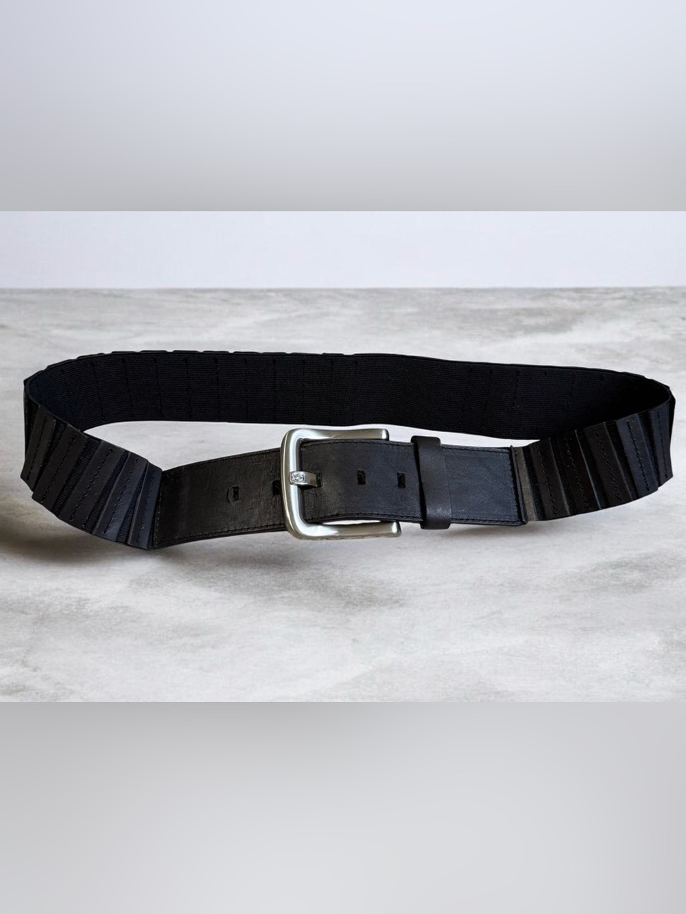 Vince Camuto Men’s Black Belt Silver Buckle Size 36